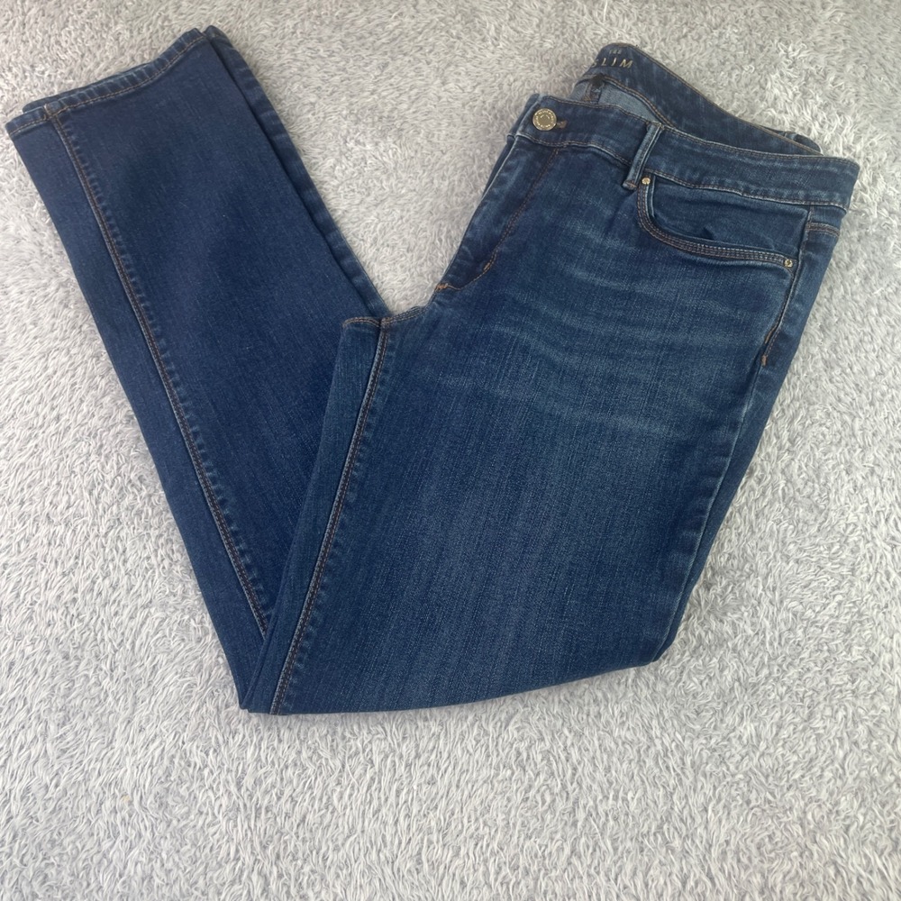 White House Black Market The Slim Jeans Women 12 Dark Blue Stretch Denim